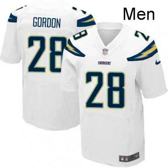 Men Nike Los Angeles Chargers 28 Melvin Gordon Elite White NFL Jersey